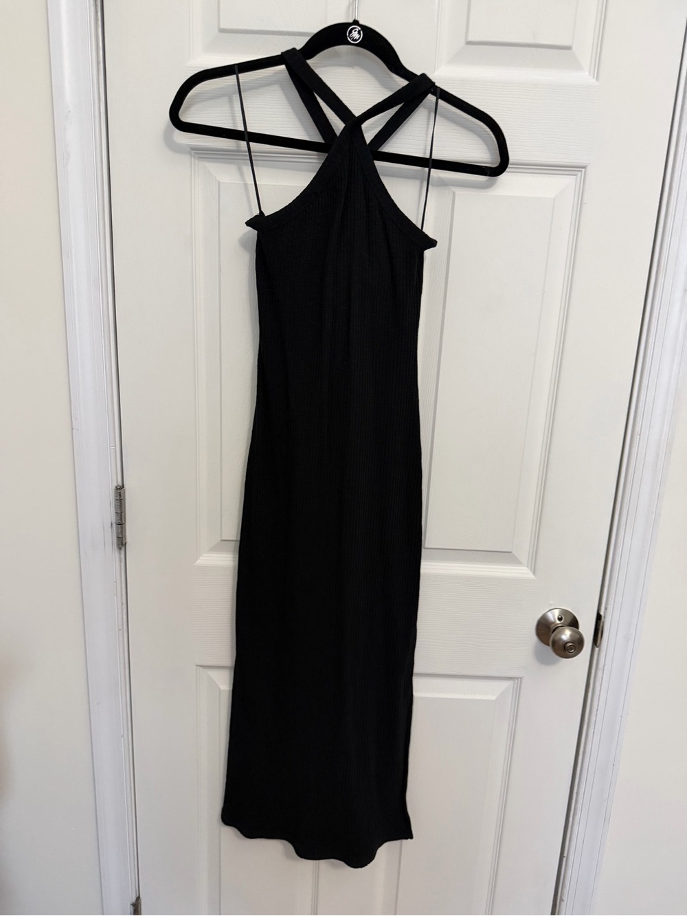 Old Navy Black Strappy Halter Ribbed Midi Dress